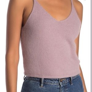 🆕 Fuzzy Knit Crop Thin Strapped Sweater Tank 💜